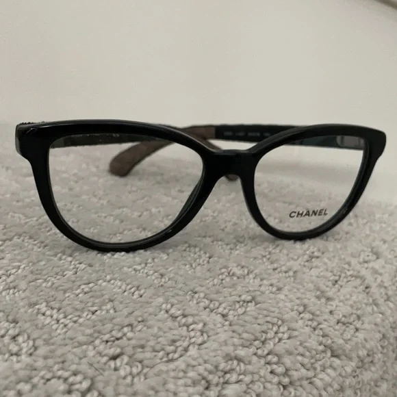 New, Chanel Black Cat Eye Glasses Style 3335, Quilted Arms with Case - Picture 4 of 12